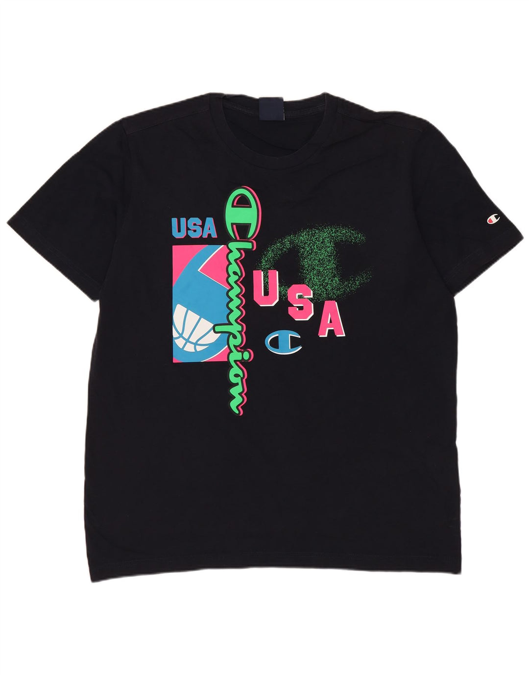 Champion T-Shirt Graphique Homme Bleu Marine Moyen Coton