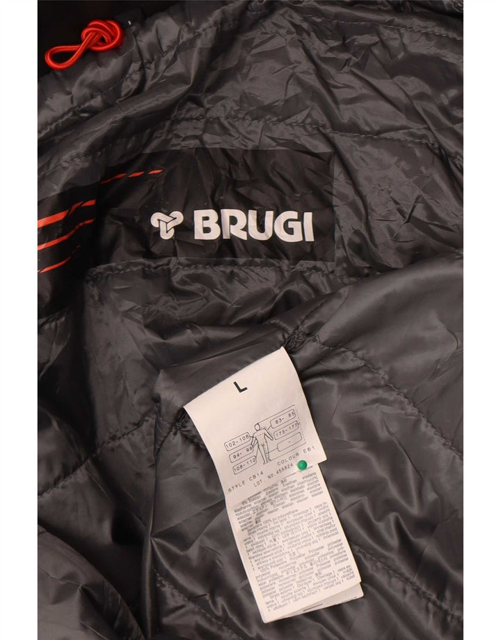 Brugi Veste matelassée à capuche pour homme UK 40 Large Noir Colorblock Polyester