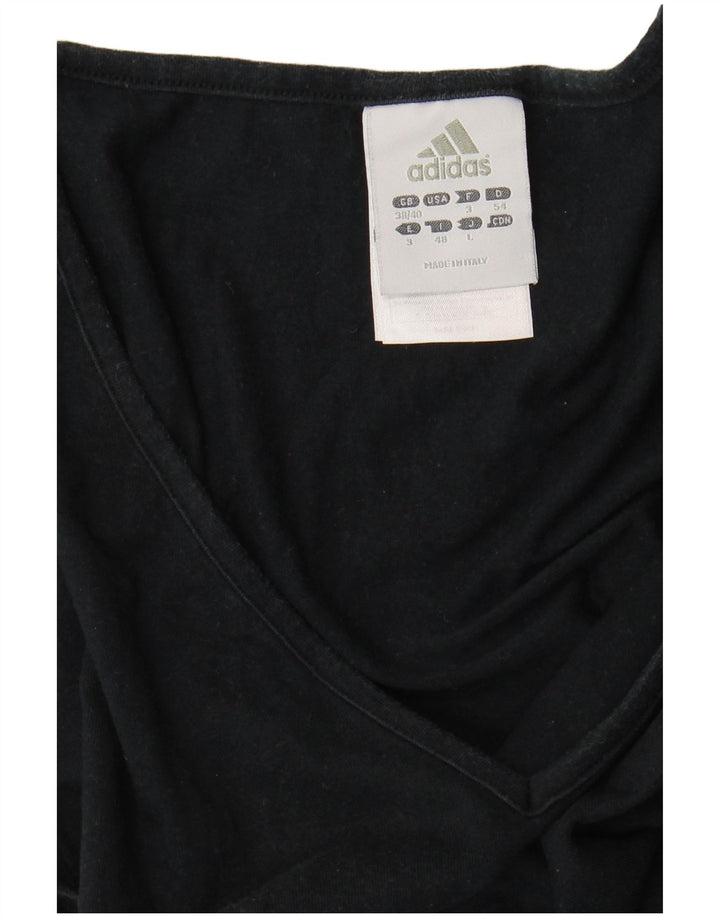 ADIDAS T-Shirt Femme Top UK 10 Petit Noir Coton