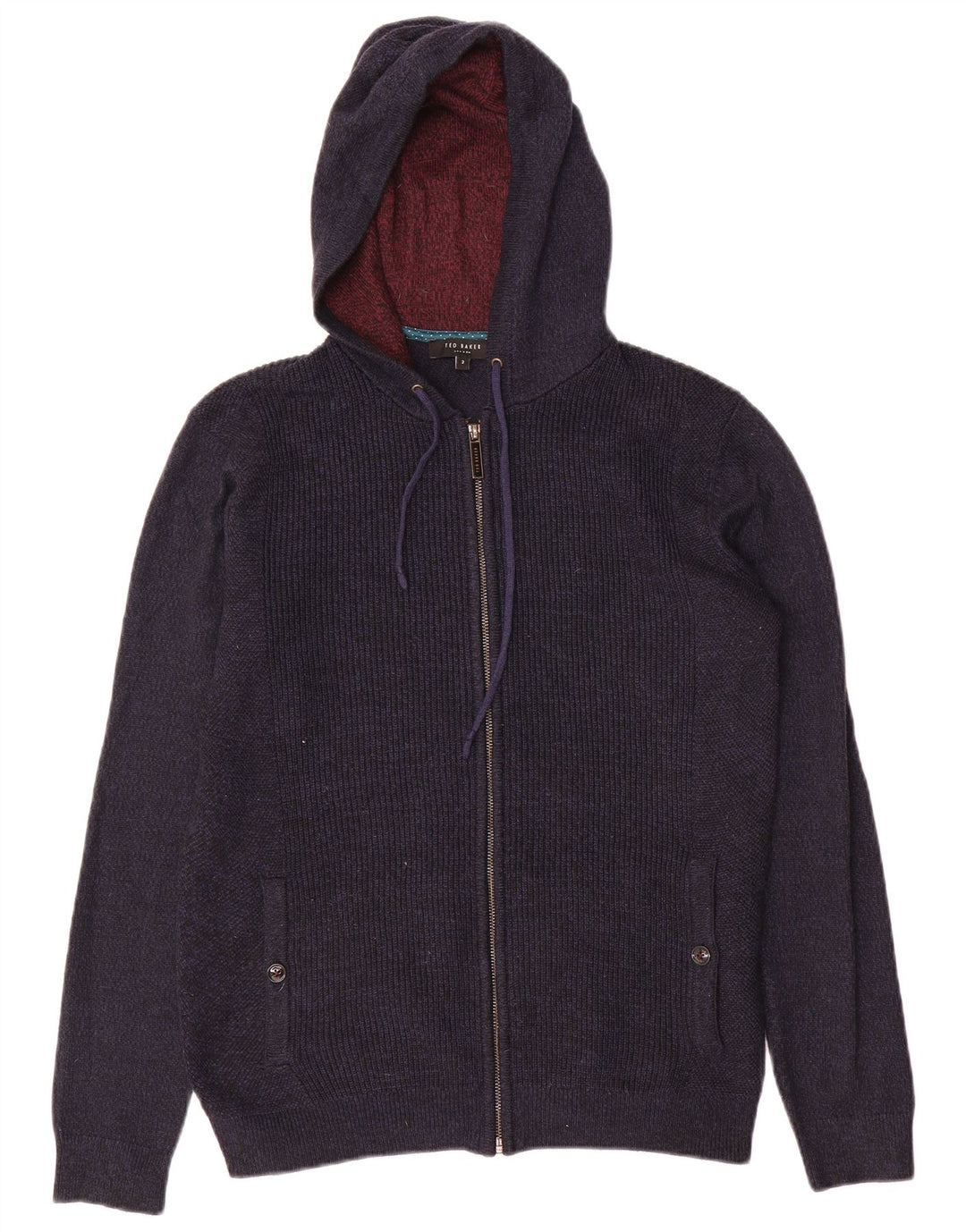 Ted Baker Cardigan à capuche et fermeture éclair pour homme Taille 2 Petit Bleu marine