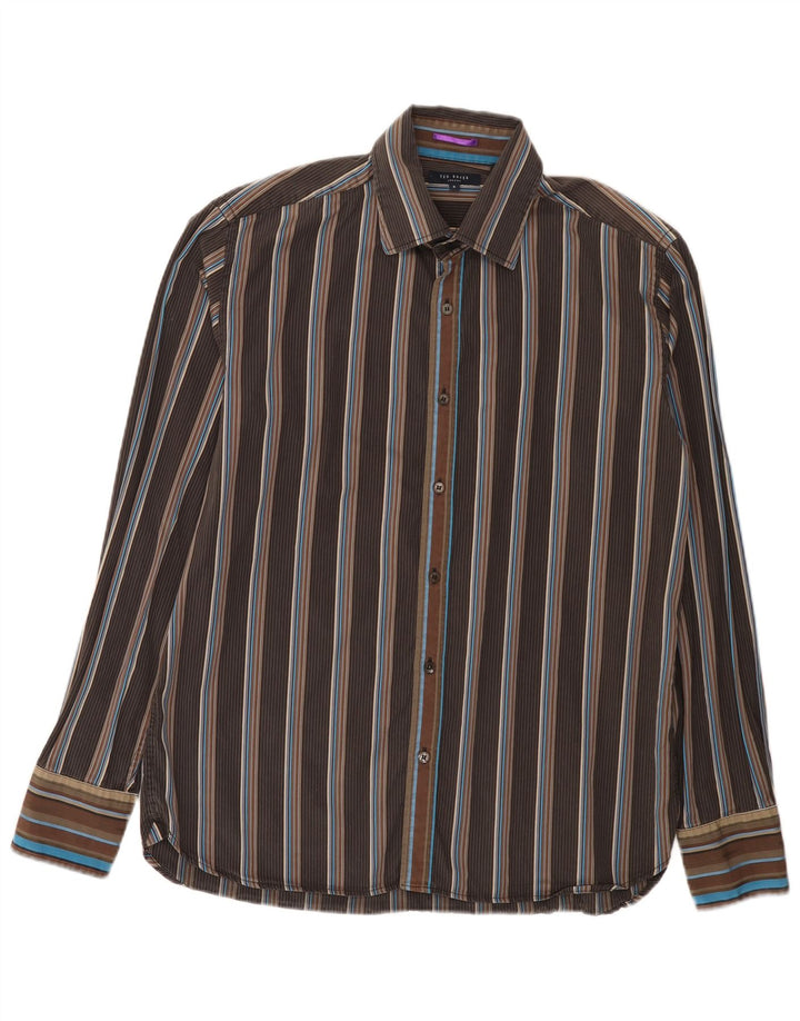 Ted Baker Chemise Homme Taille 5 XL Marron Rayé