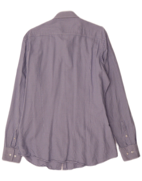 Hugo Boss Chemise Slim Fit Homme UK 41 16 Grand Bleu Géométrique Coton