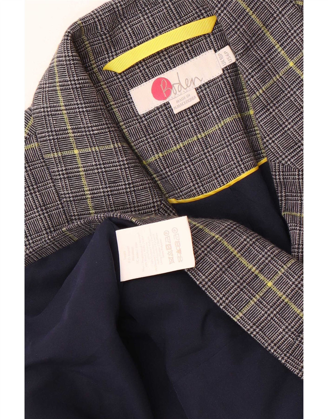 Boden Womens Petite Blazer Jacket UK 10 Petit pied-de-poule bleu marine