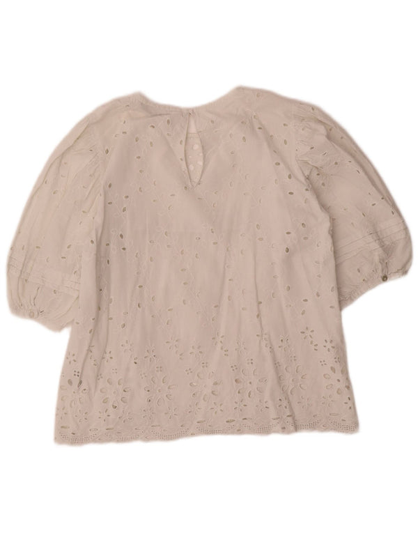 Zara Chemisier à manches 3/4 pour femme UK 12 en coton blanc moyen