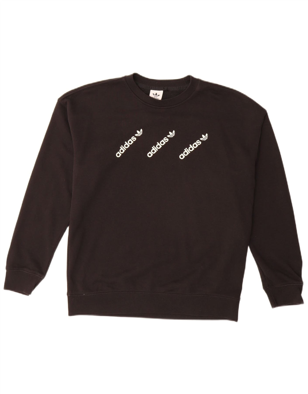 ADIDAS Sweat-shirt graphique pour femme UK 14 Grand coton noir