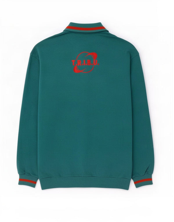 Fila Sweat-shirt graphique à col polo pour homme IT 50 en coton vert moyen