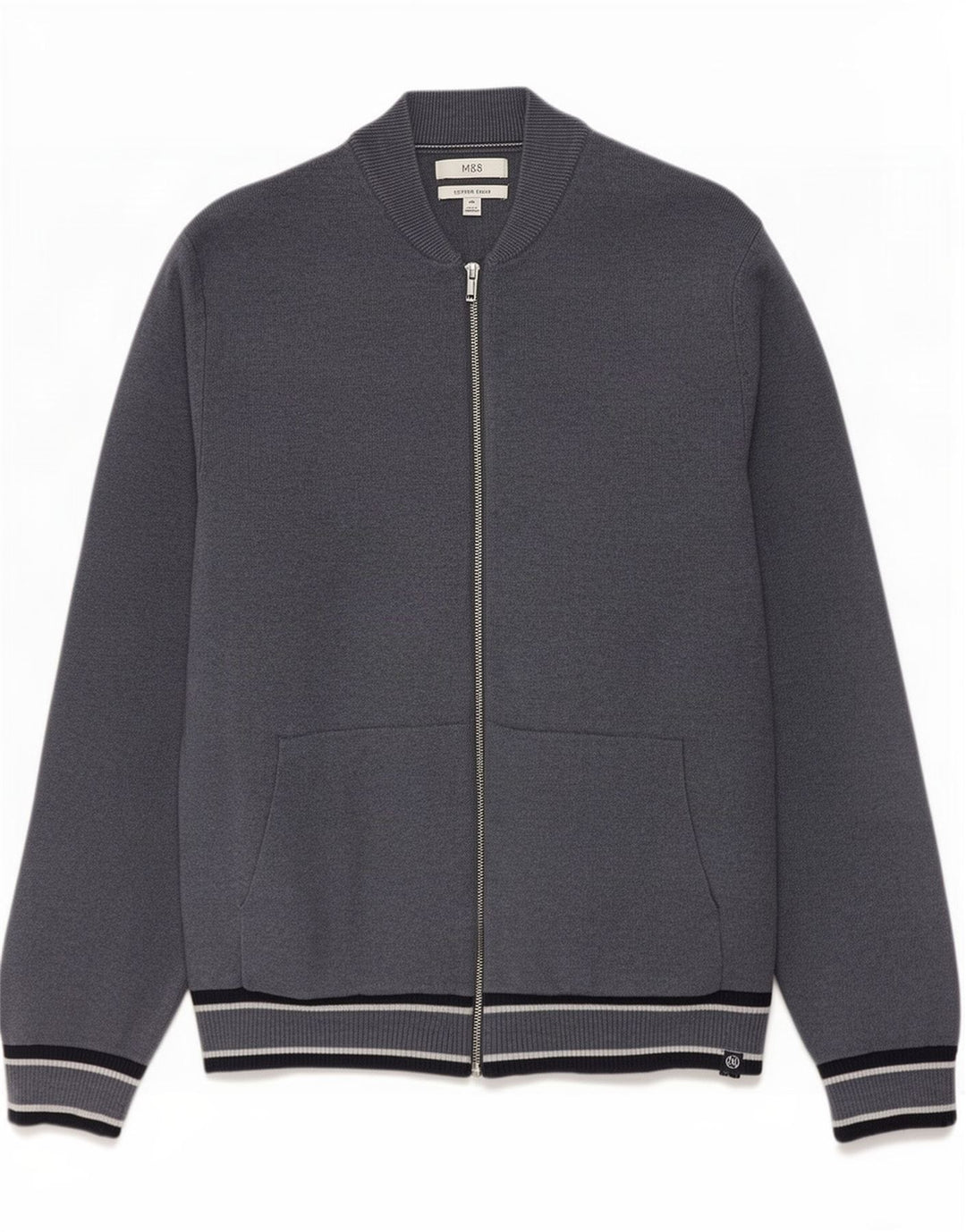 Marks & Spencer Pull Cardigan Homme 2XL Bleu Rayé Polyester