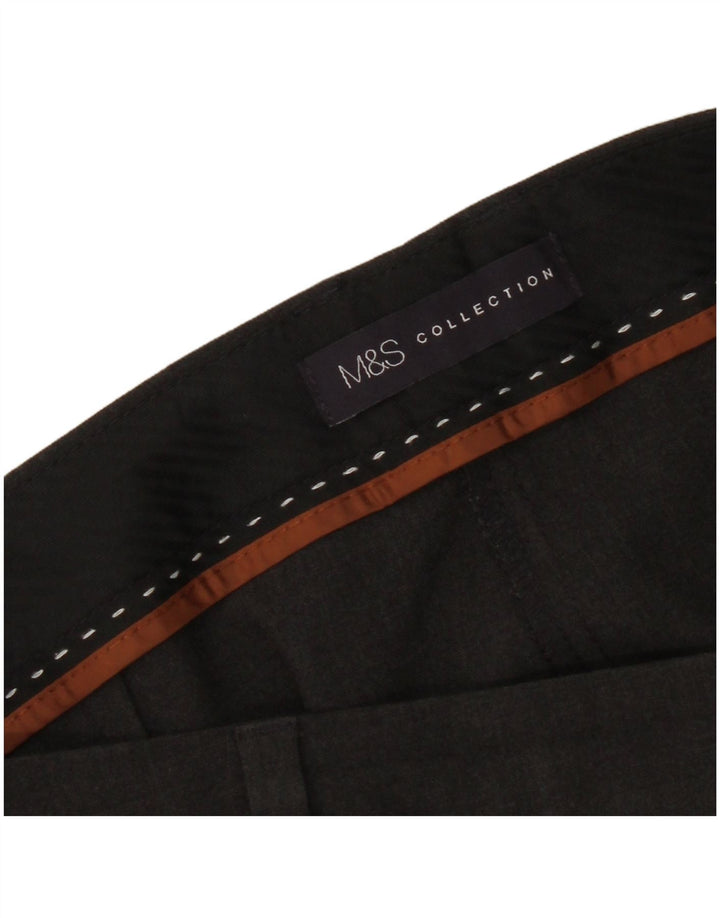 Marks & Spencer Pantalon court droit pour femme W34 L26 Gris