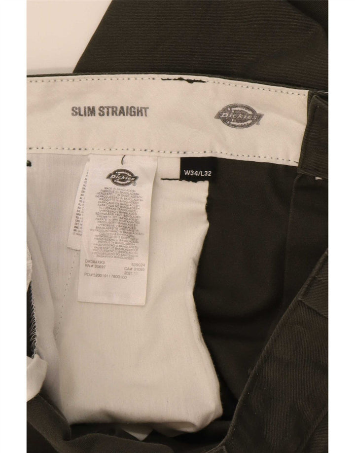Dickies Pantalon Chino Slim Droit Homme W34 L32 Vert Polyester