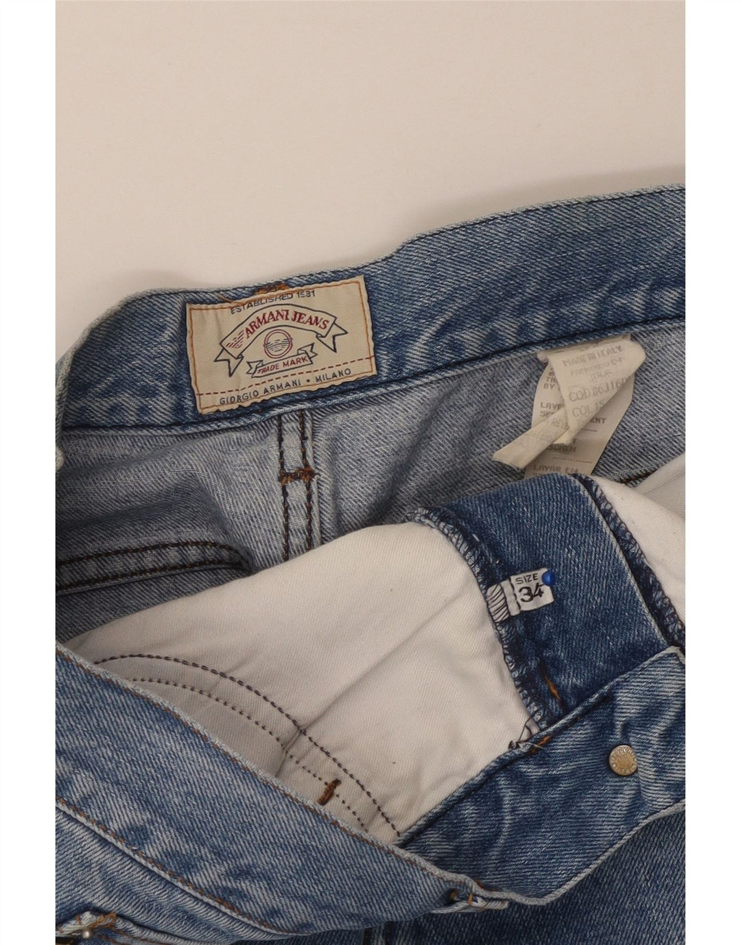 ARMANI Femme Jean Droit W34 L31 Bleu Coton