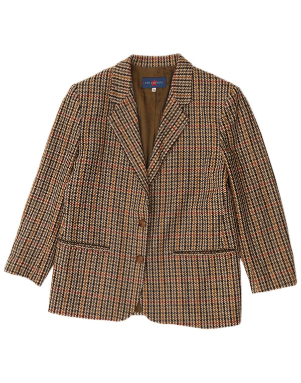 Les Copains Veste Blazer 2 Boutons Femme IT 44 Pied-de-Poule Marron Moyen