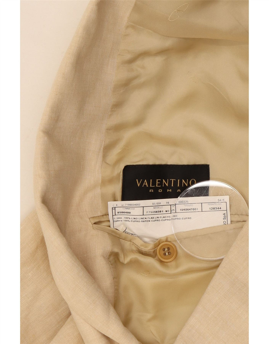 Valentino Veste Blazer Croisée Homme IT 54 2XL Beige Lin