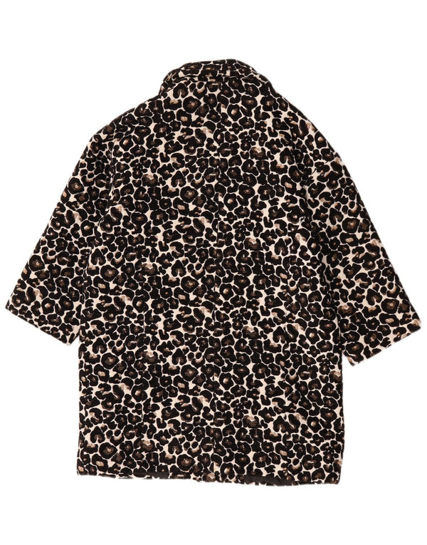 Topshop Manteau surdimensionné pour femme UK 8 Petit coton imprimé animal noir
