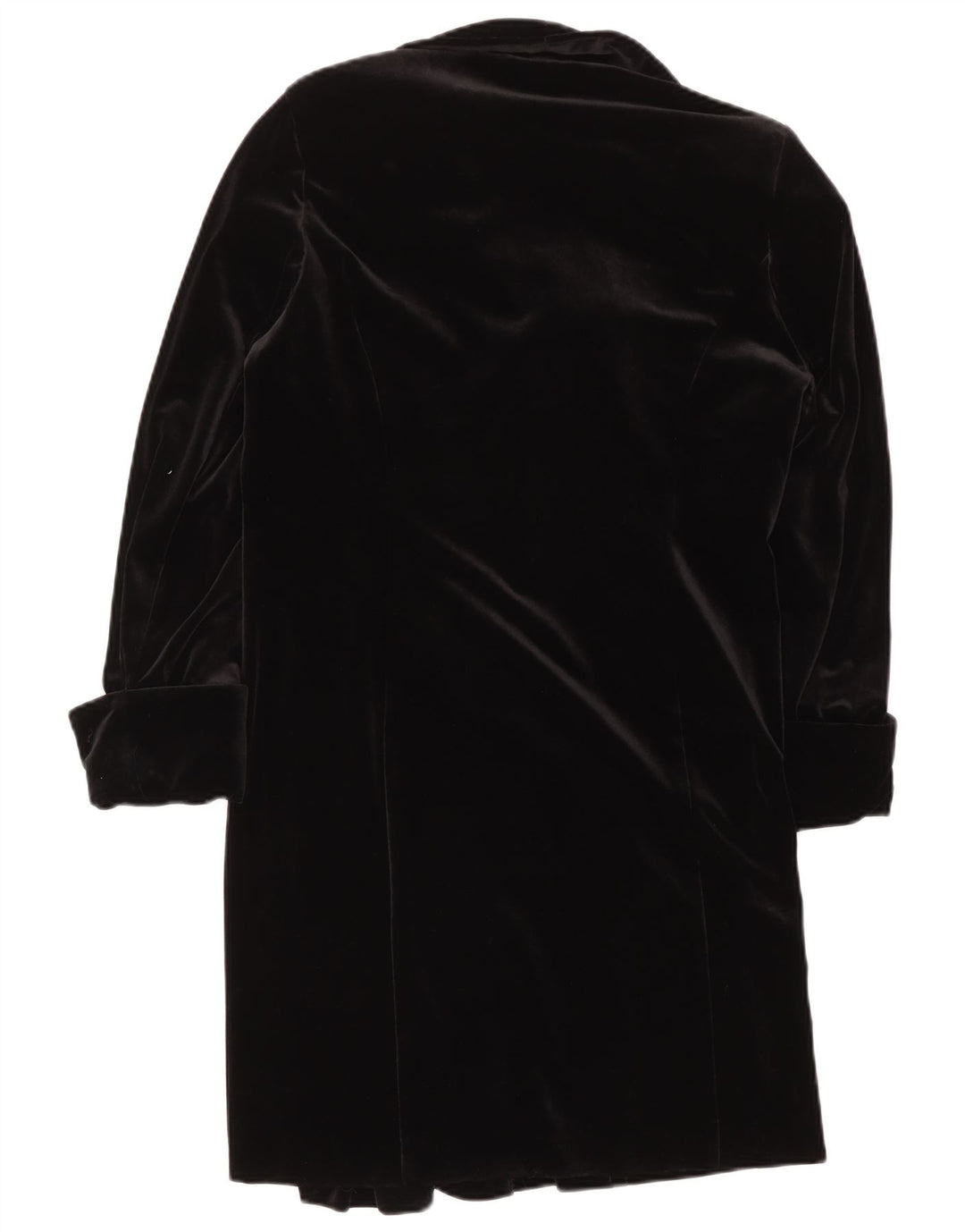 vintage Womens Velvet Overcoat UK 16 Grand Polyester Noir