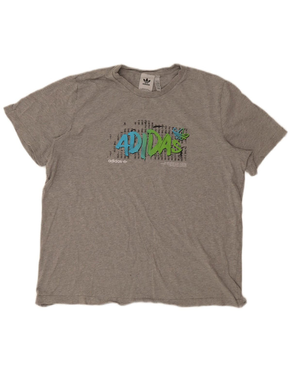Adidas Mens Graphic T-Shirt Top XL Gris Moucheté Coton