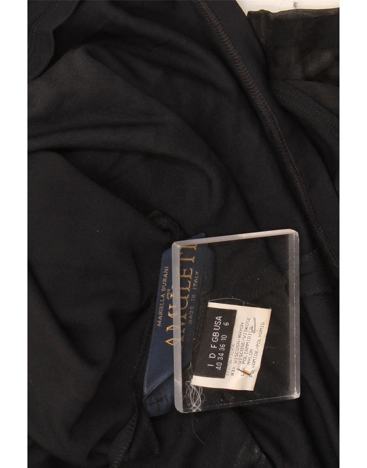 AMULETI Robe trapèze sans manches pour femme UK 10 Petite Viscose Noire