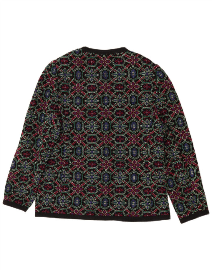 Les Lunis Femme Cardigan Pull IT 48 XL Laine Géométrique Multicolore