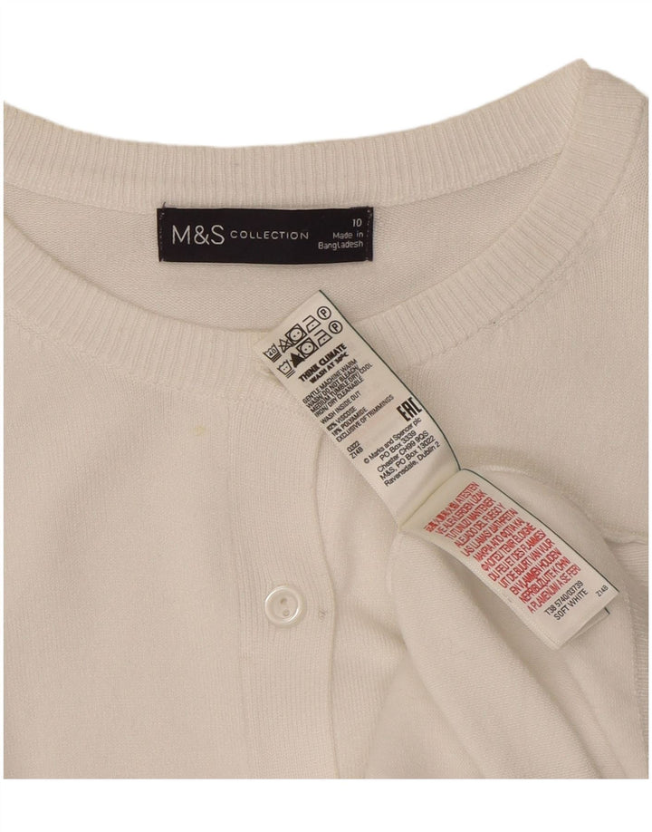 Marks & Spencer Pull Cardigan pour Femme UK 10 Petite Viscose Blanche
