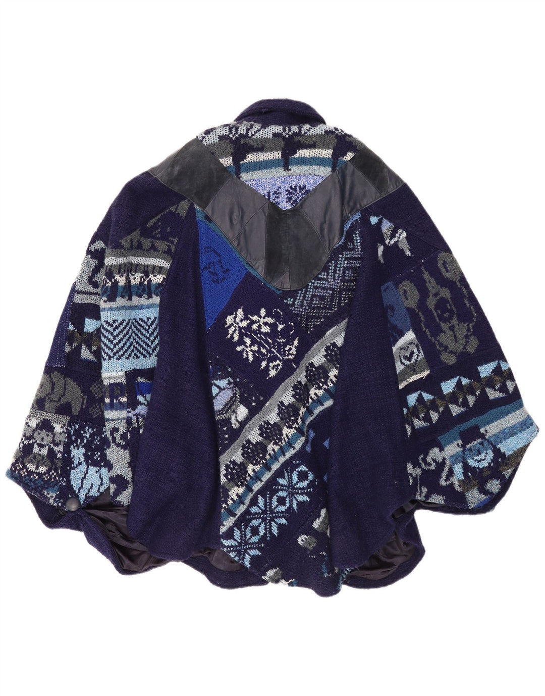 Tauros Creation Manteau Cape Femme Taille Unique Bleu Marine Fair Isle