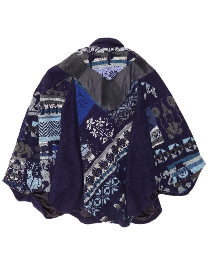 Tauros Creation Manteau Cape Femme Taille Unique Bleu Marine Fair Isle