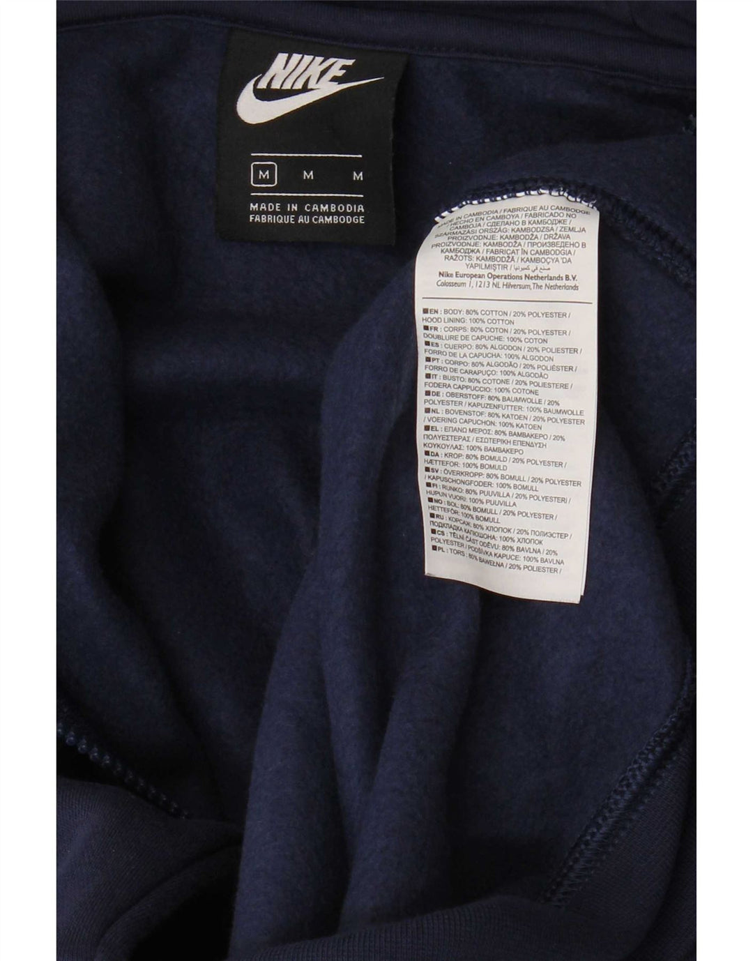 Nike Pull à capuche zippé en coton bleu marine moyen pour homme