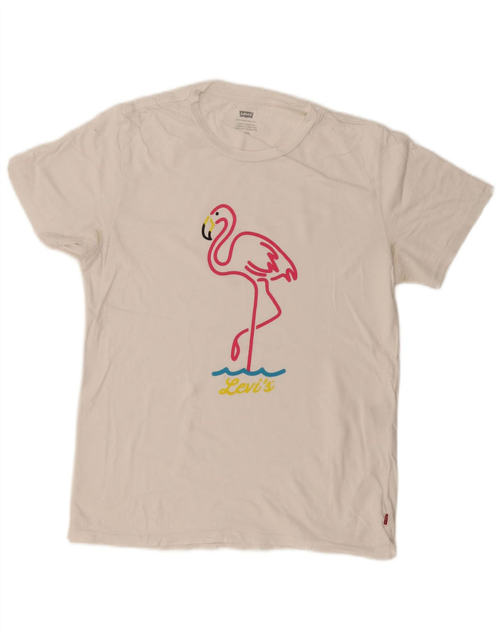 Levi's T-Shirt Graphique Femme UK 10 Small Blanc