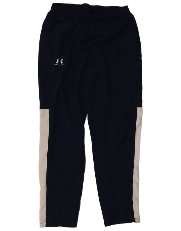 Under Armour Mens Loose Fit Tracksuit Trousers Large Navy Blue Colourblock