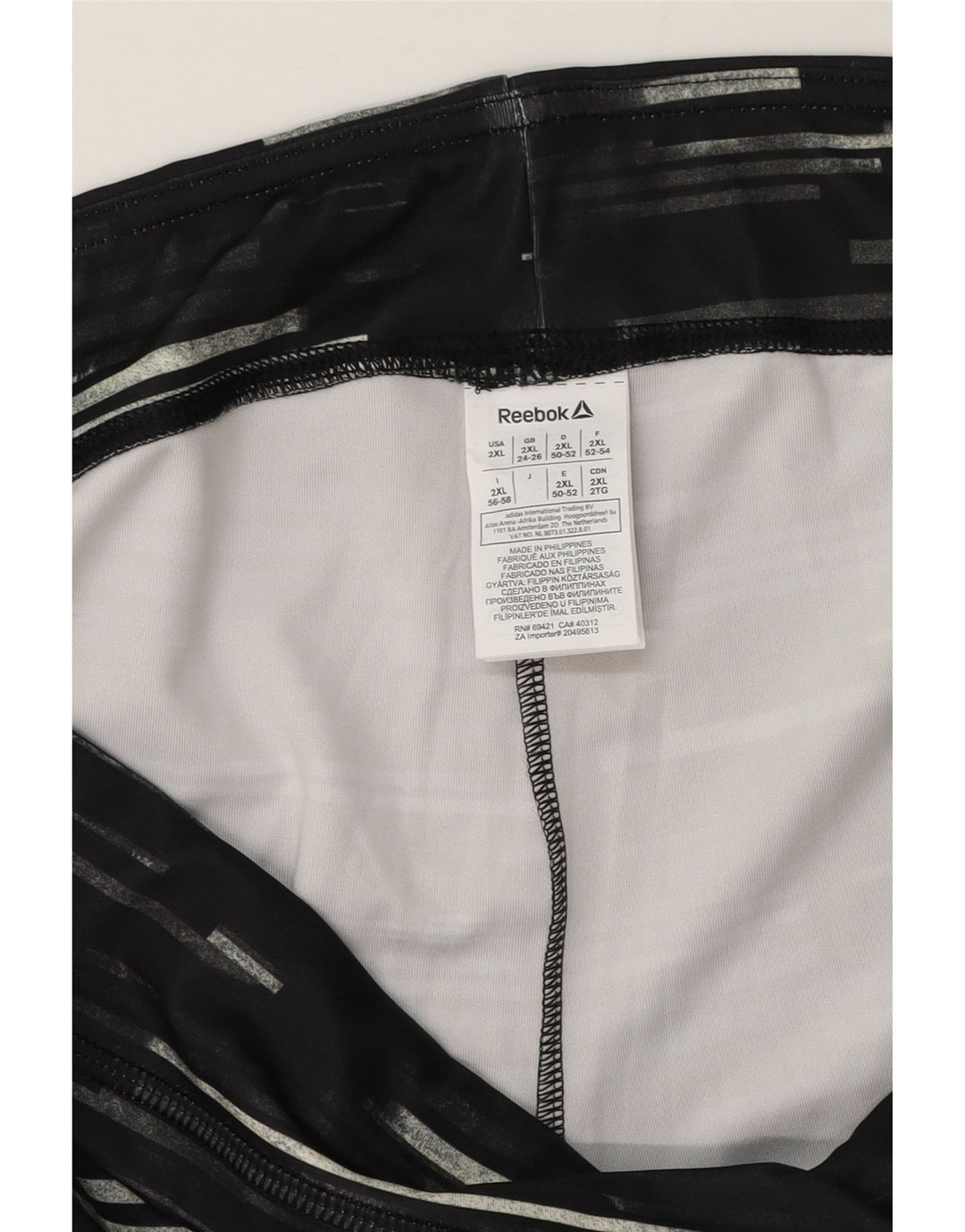 Reebok Femmes Capri Leggings UK 24/26 2XL Noir Rayé Polyester