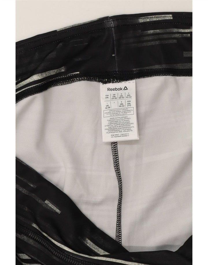 Reebok Femmes Capri Leggings UK 24/26 2XL Noir Rayé Polyester
