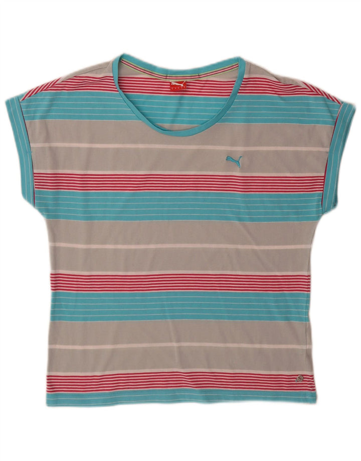 Puma T-shirt pour femme UK 12 Medium Multicolore Rayé
