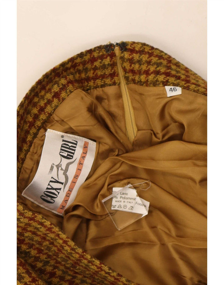 Mini jupe femme vintage IT 46 Large W30 laine pied-de-poule marron