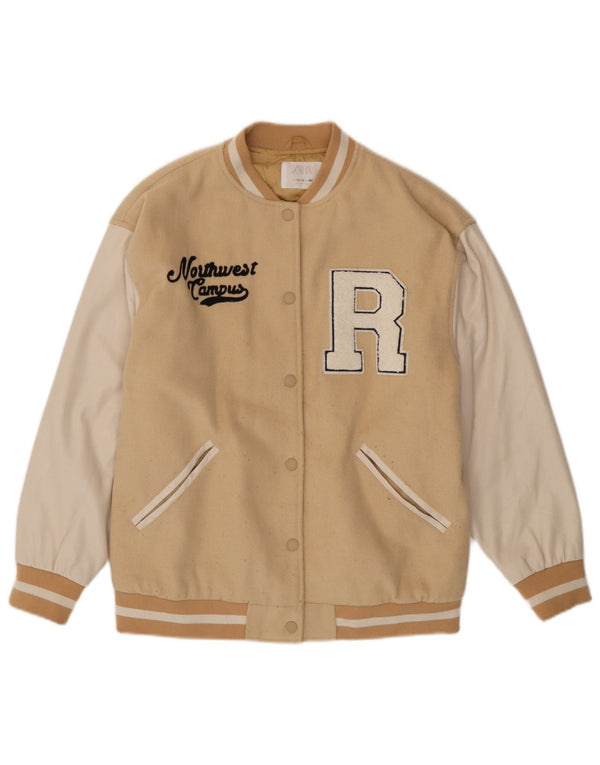 Zara Veste Varsity Graphique Fille 13-14 ans Beige Colorblock Polyester