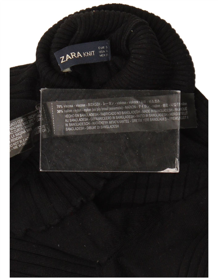 Zara Pull col roulé pour femme UK 8 Small Viscose Noir