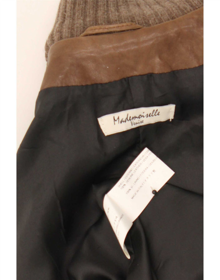 veste en cuir femme vintage UK 14 Brun moyen