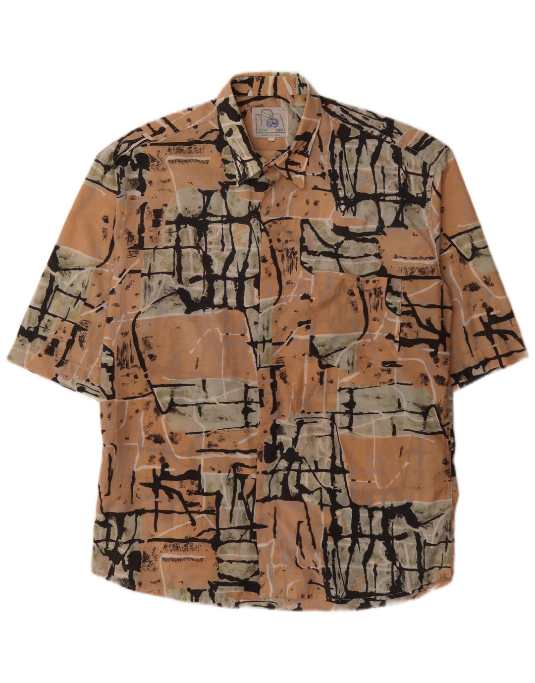 Chemise à manches courtes à motif abstrait pour hommes Vintage grande multicolore