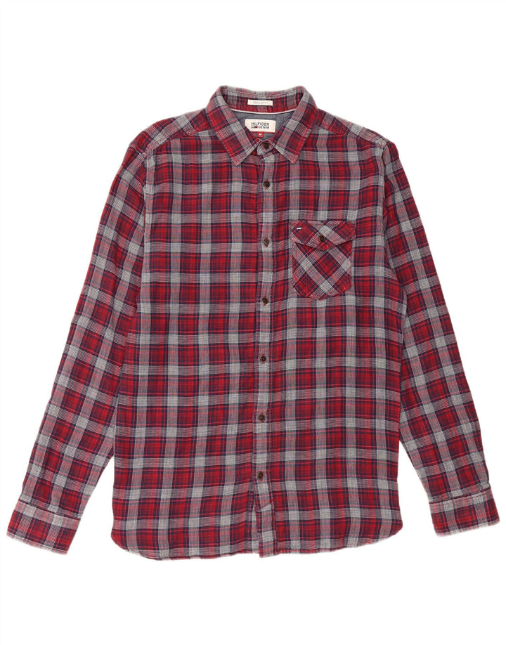 Tommy Hilfiger Chemise Regular Fit en Flanelle Homme Rouge Moyen à Carreaux en Coton
