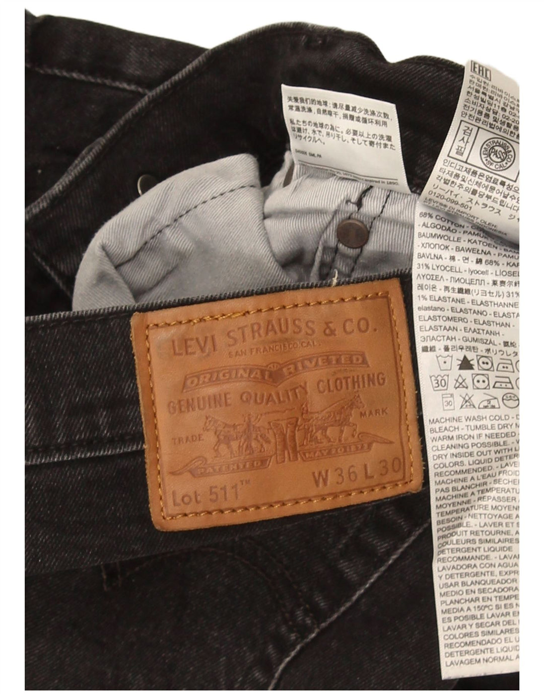 Levi's Jean Slim 511 Homme Noir W36 L30 Coton