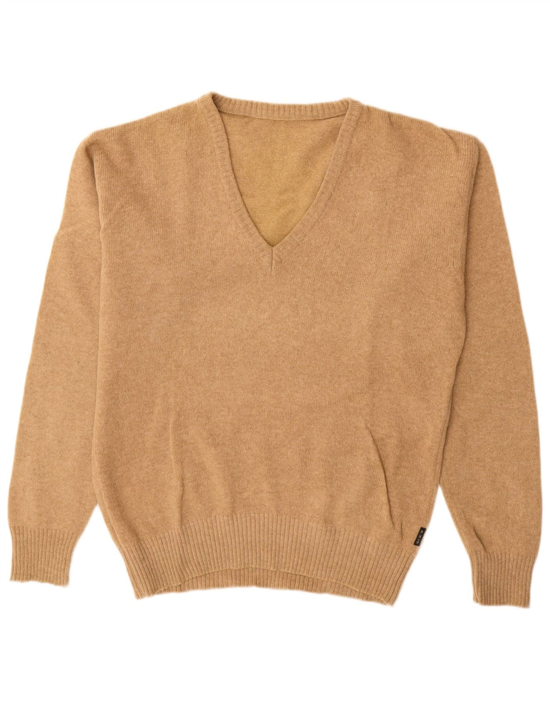 vintage Homme Col V Pull Pull IT 48 Laine Beige Moyen
