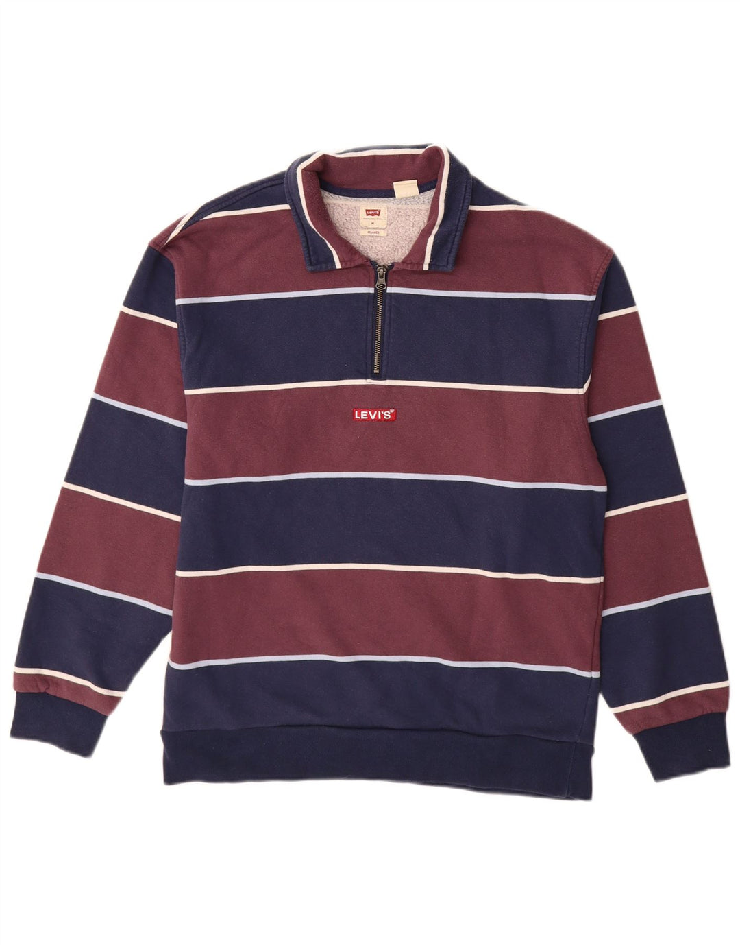 LEVI'S Sweat-shirt décontracté à col zippé pour homme Bleu marine rayé