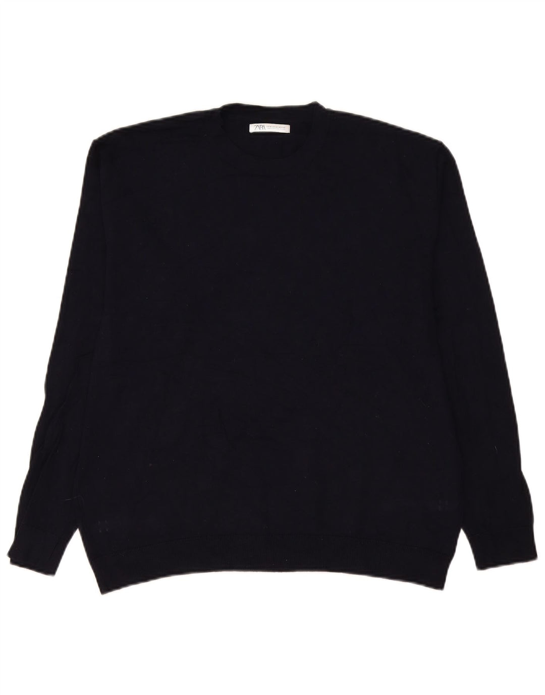 Zara Pull Col Rond Homme Bleu Marine Moyen Viscose