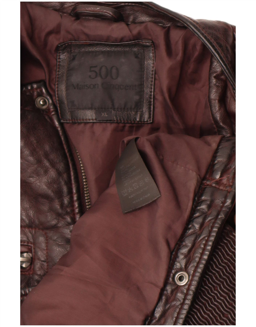 Maison Cinqcent Veste en simili cuir pour femme UK 18 XL Marron Polyuréthane