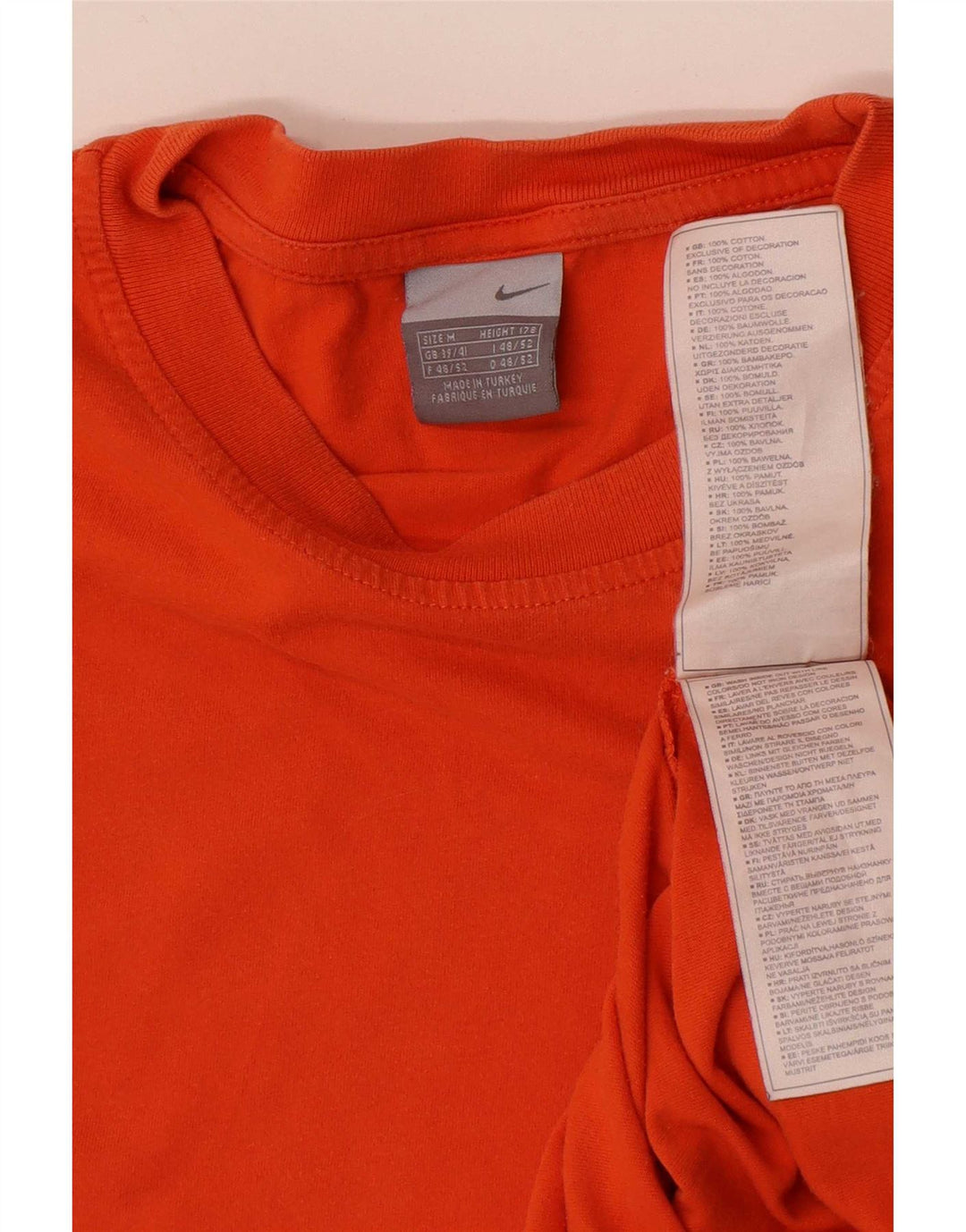 Nike T-Shirt Homme UK 39/41 Coton Orange Moyen