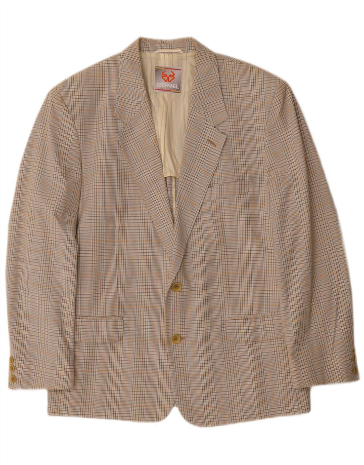 Stefanel Veste blazer à 2 boutons pour homme IT 48 en coton à carreaux beige moyen