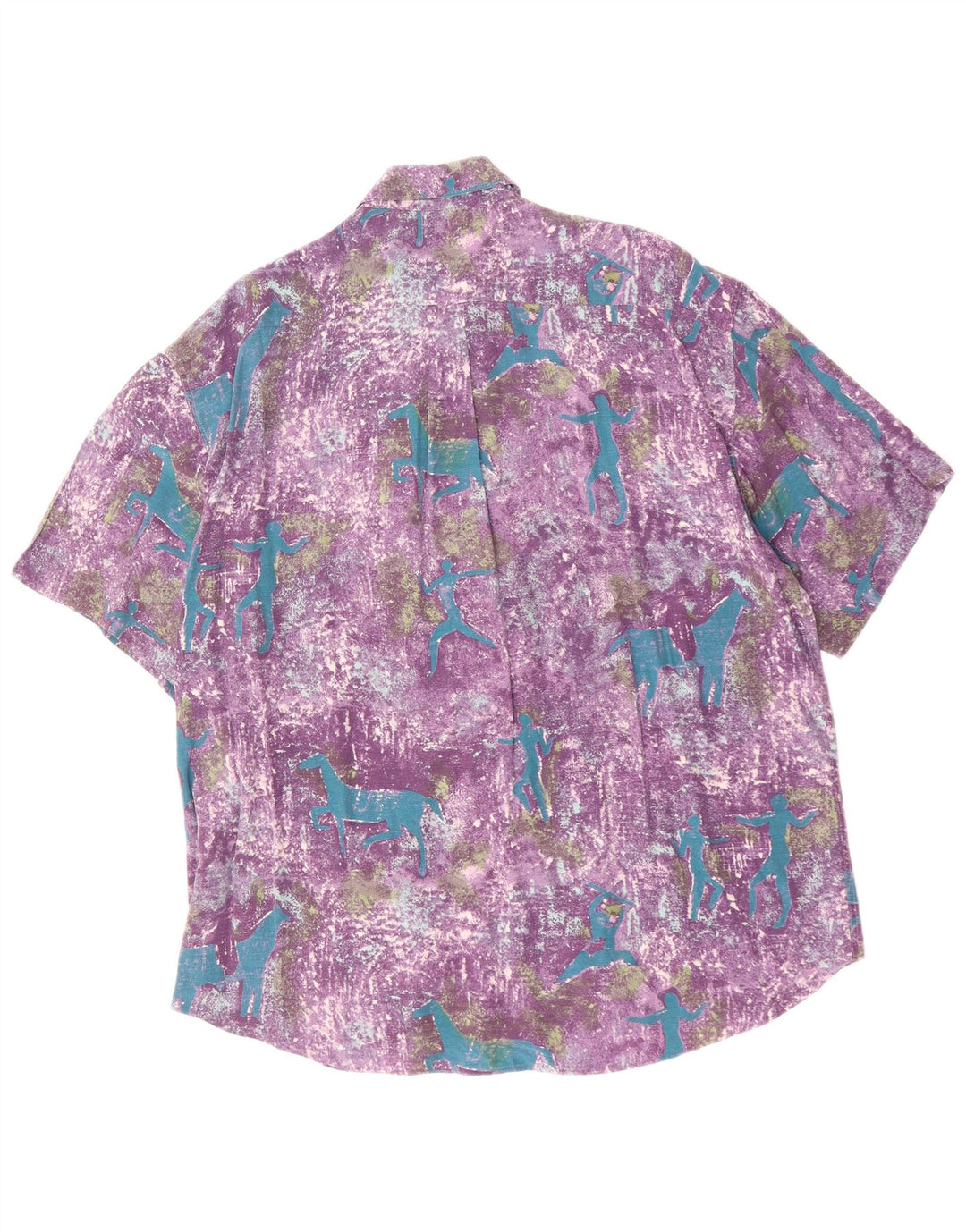 Vintage Homme Motif Abstrait Chemise À Manches Courtes Grande Viscose Violette