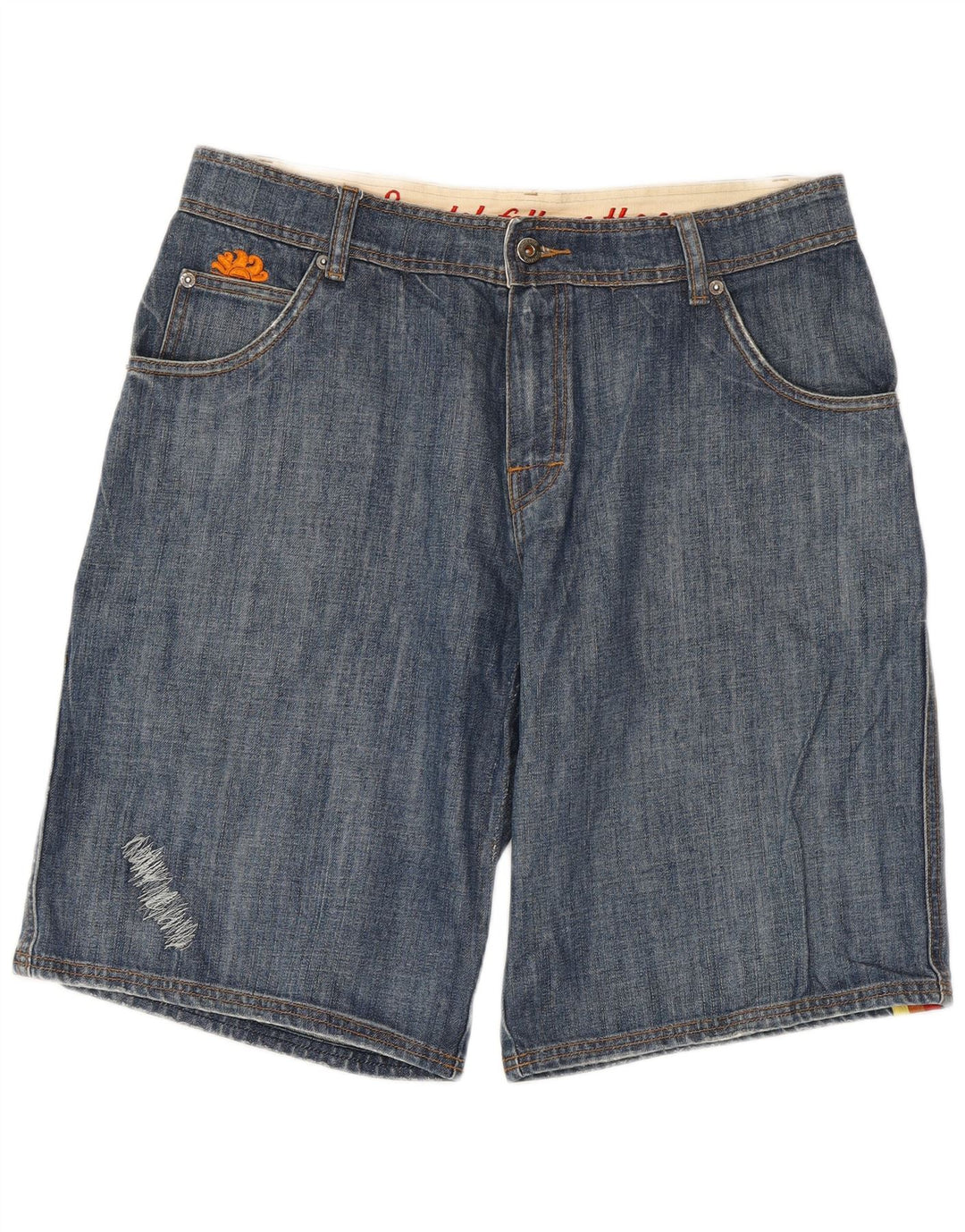 SUNDEK short en jean homme W36 grand bleu rayé coton
