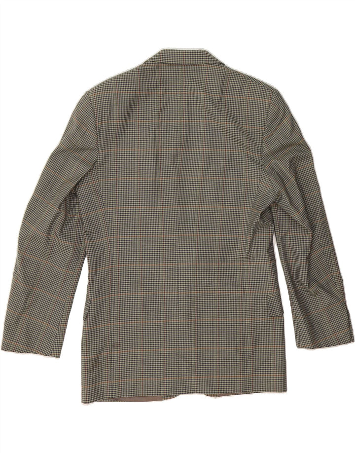 JAEGER Mens 2 Button Blazer Jacket IT 48 Medium Green Check Wool Vintage Jaeger and Second-Hand Jaeger from Messina Hembry 