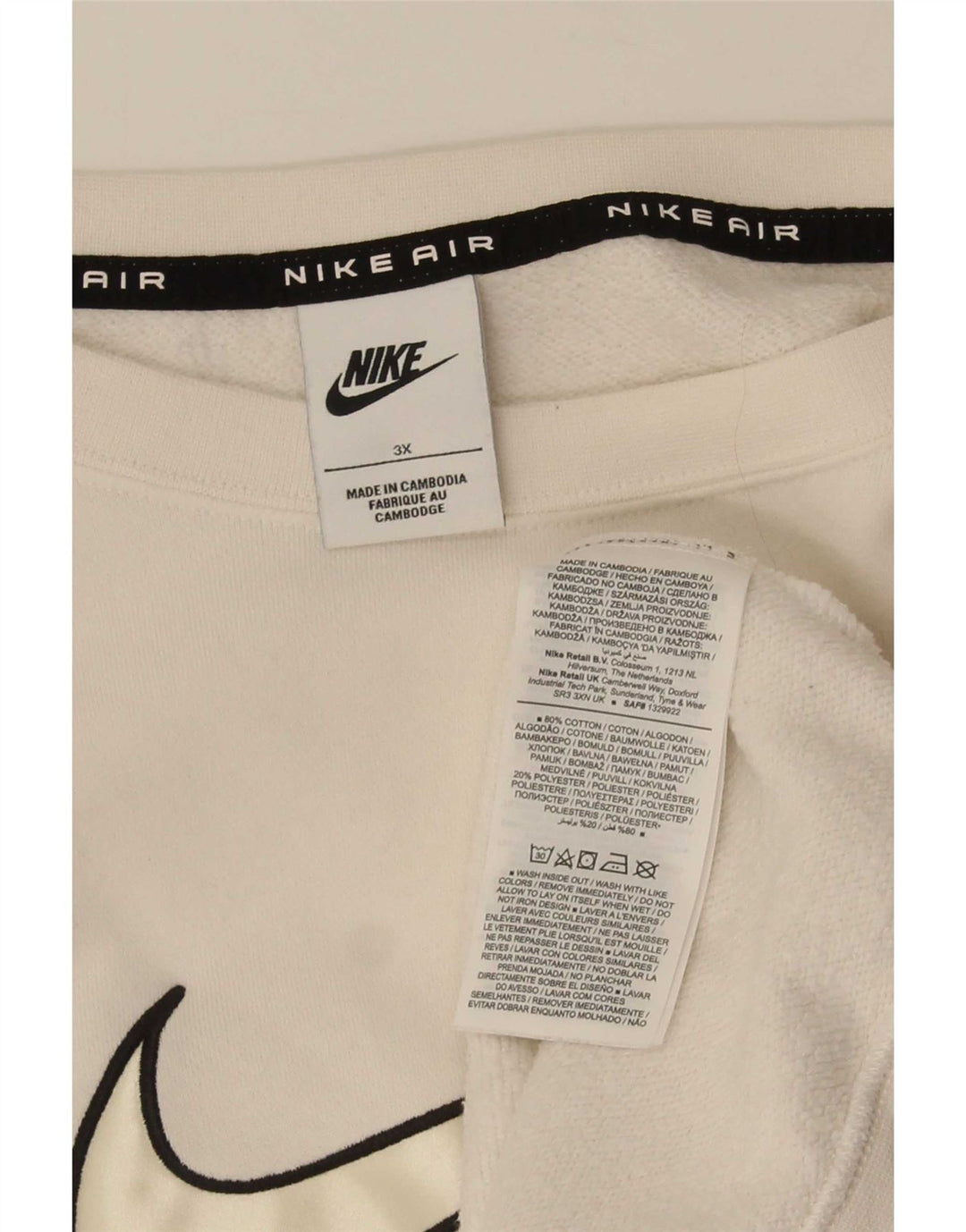 Nike Sweat-shirt graphique surdimensionné pour homme en coton blanc 3XL