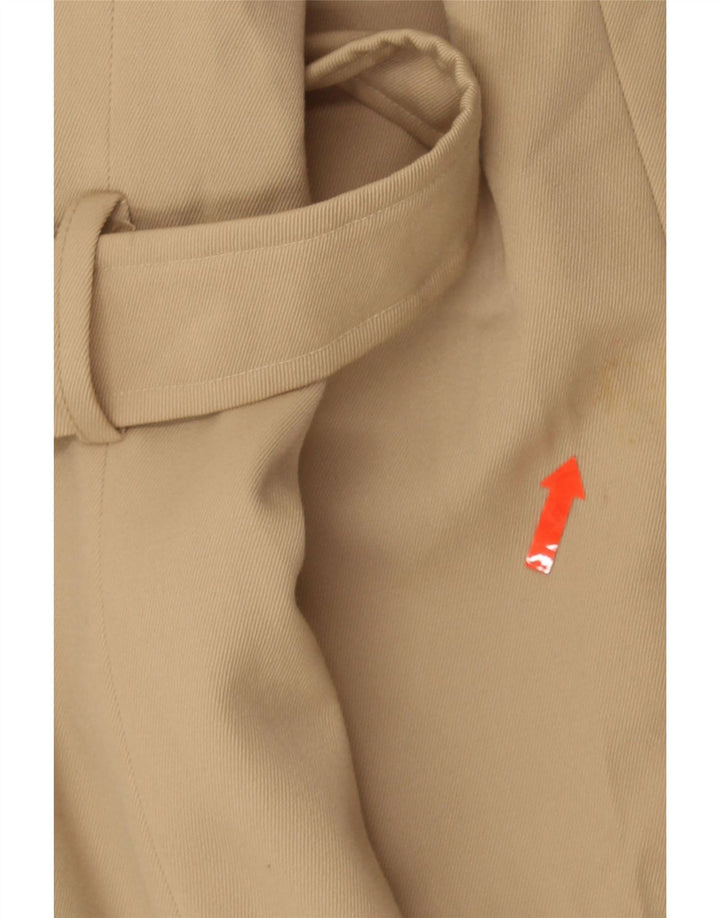 vintage Mens Double Breasted Coat UK 38 Laine Vierge Beige Moyenne