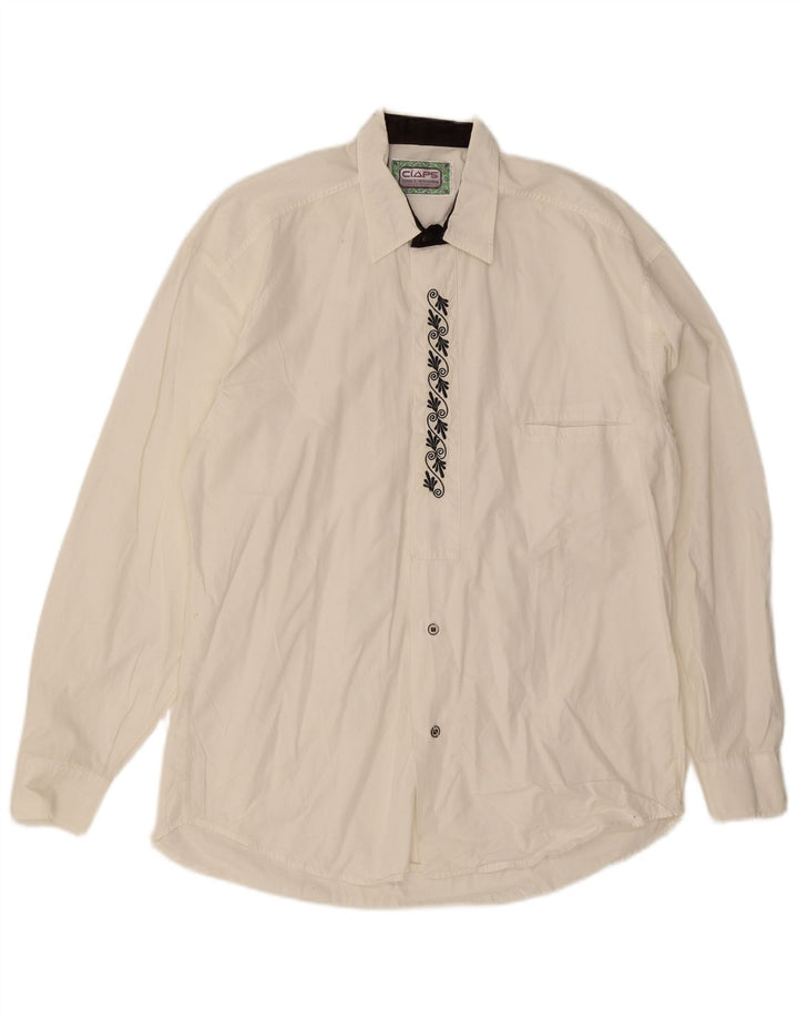 Chemise homme vintage coton floral blanc moyen