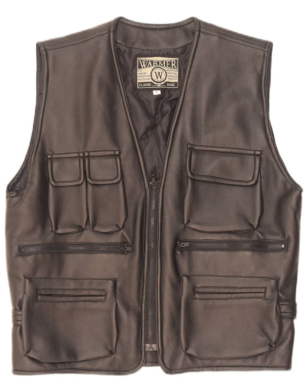 vintage Mens Utility Gilet UK 40 Grand Noir